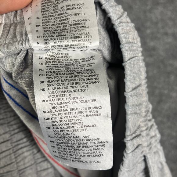 Adidas Track Pants Mens L Gray Joggers 3-Stripes Logo Drawstring Cuffed Athletic - Picture 8 of 11